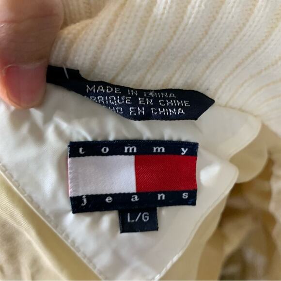 Vintage 90s Tommy Hilfiger Ski Team USA white puffer insulated jacket size large - Picture 3 of 7